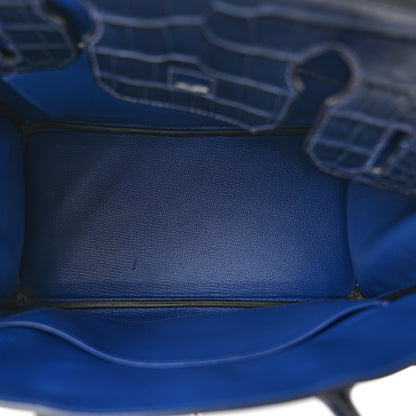 Hermes Taurillon Novillo Matte Alligator Birkin Touch 30 Bleu Saphir Bleu Marine 5 of 12