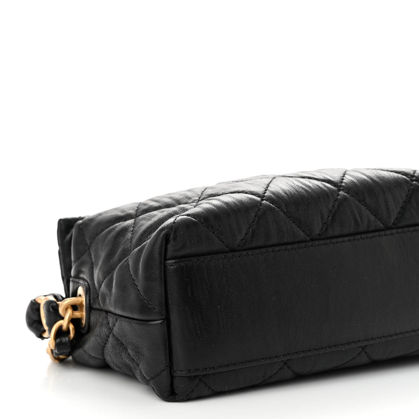 Crumpled Lambskin Quilted Small CC Links Shoulder Bag Black