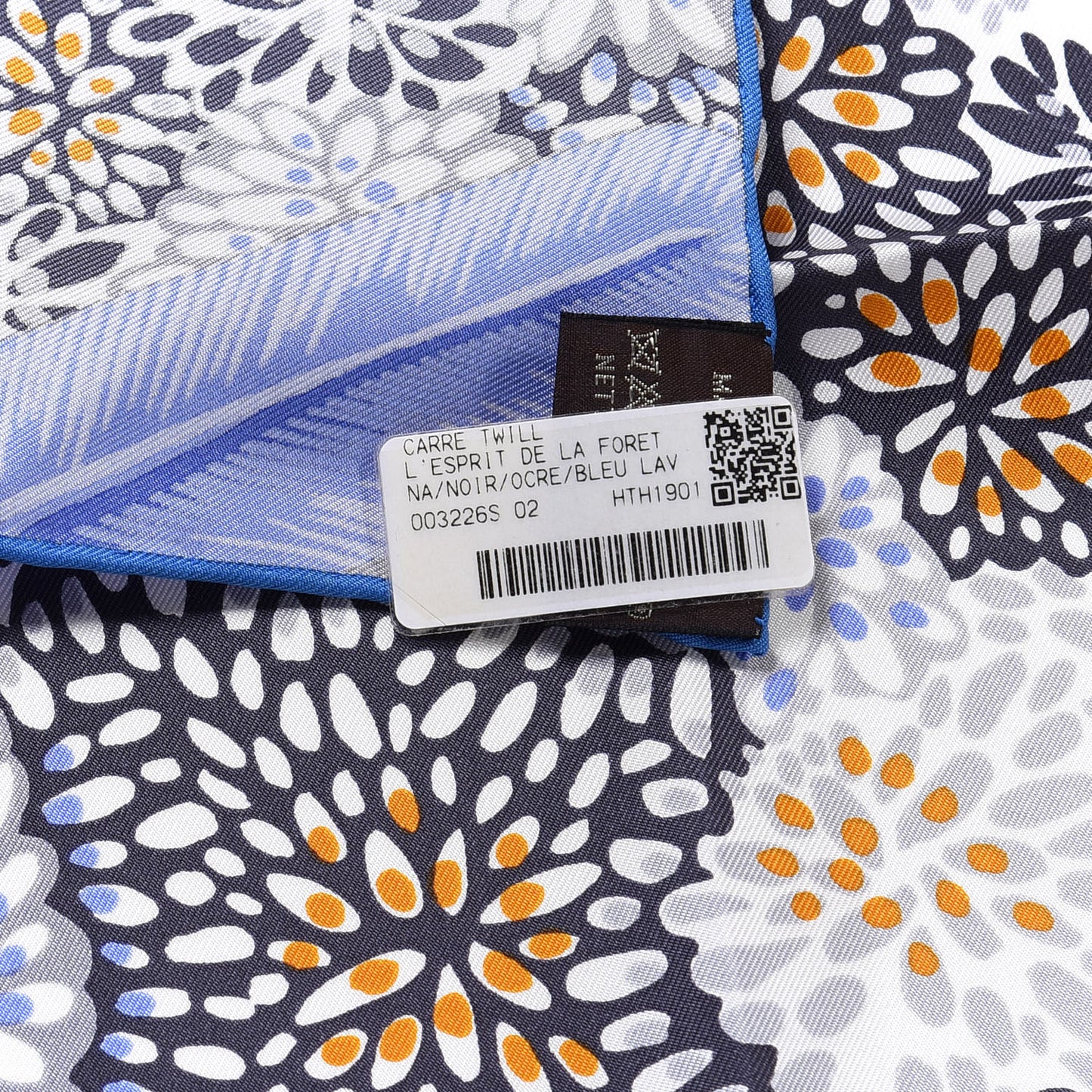 Silk L'Esprit De La Foret Scarf 90 Black Ocre Bleu Lavande
