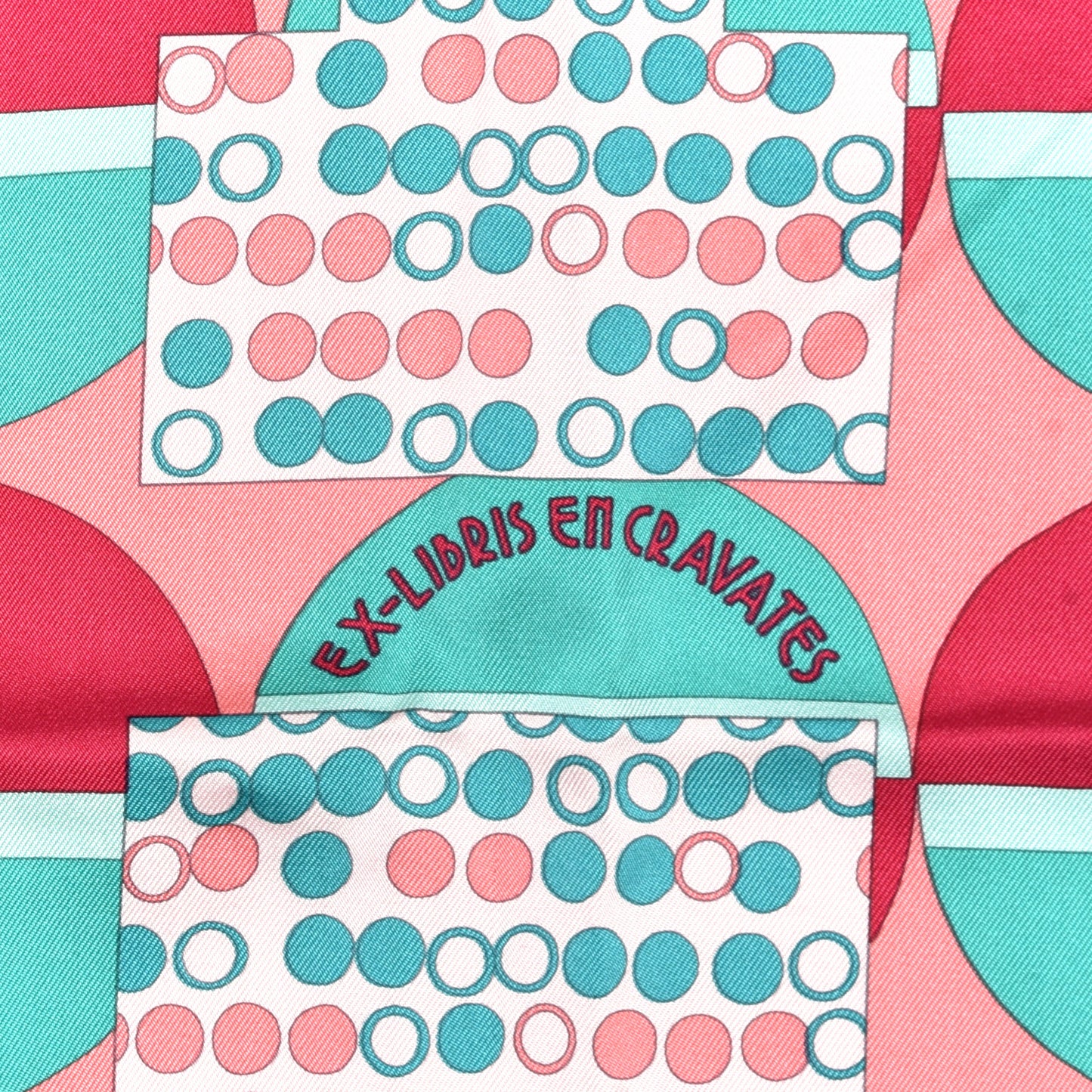 Silk Ex-Libris En Cravates 90 Scarf Saumon Turquoise Framboise