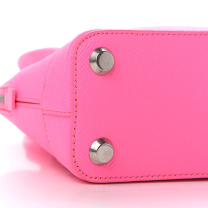 Balenciaga Signature Grained Calfskin Logo XXS Ville Top Handle Bag Acid Pink Black 6 of 7