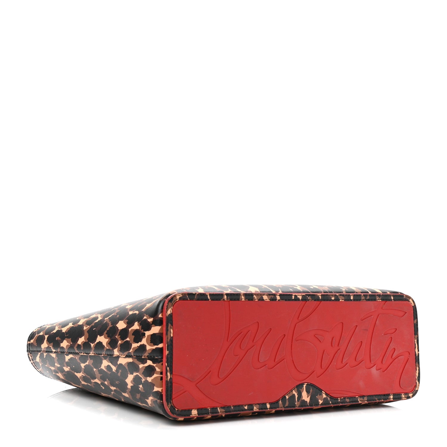 Christian Louboutin Calfskin Leopard Print Spikes Small East West Cabata Tote Brown 5 of 13