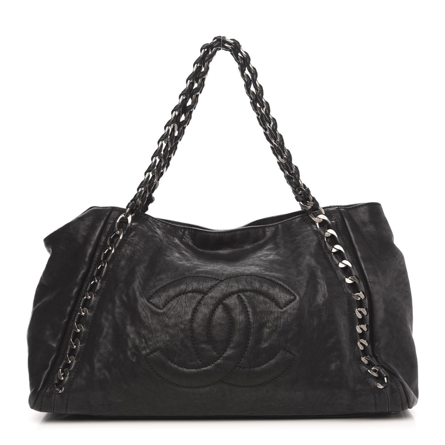 Chanel Glazed Calfskin East West Modern Chain Tote Black 1 of 14