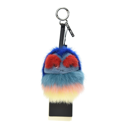 Fendi Mink Fox Fur Kid Monster Bag Bug Charm Blue Multicolor 1 of 4