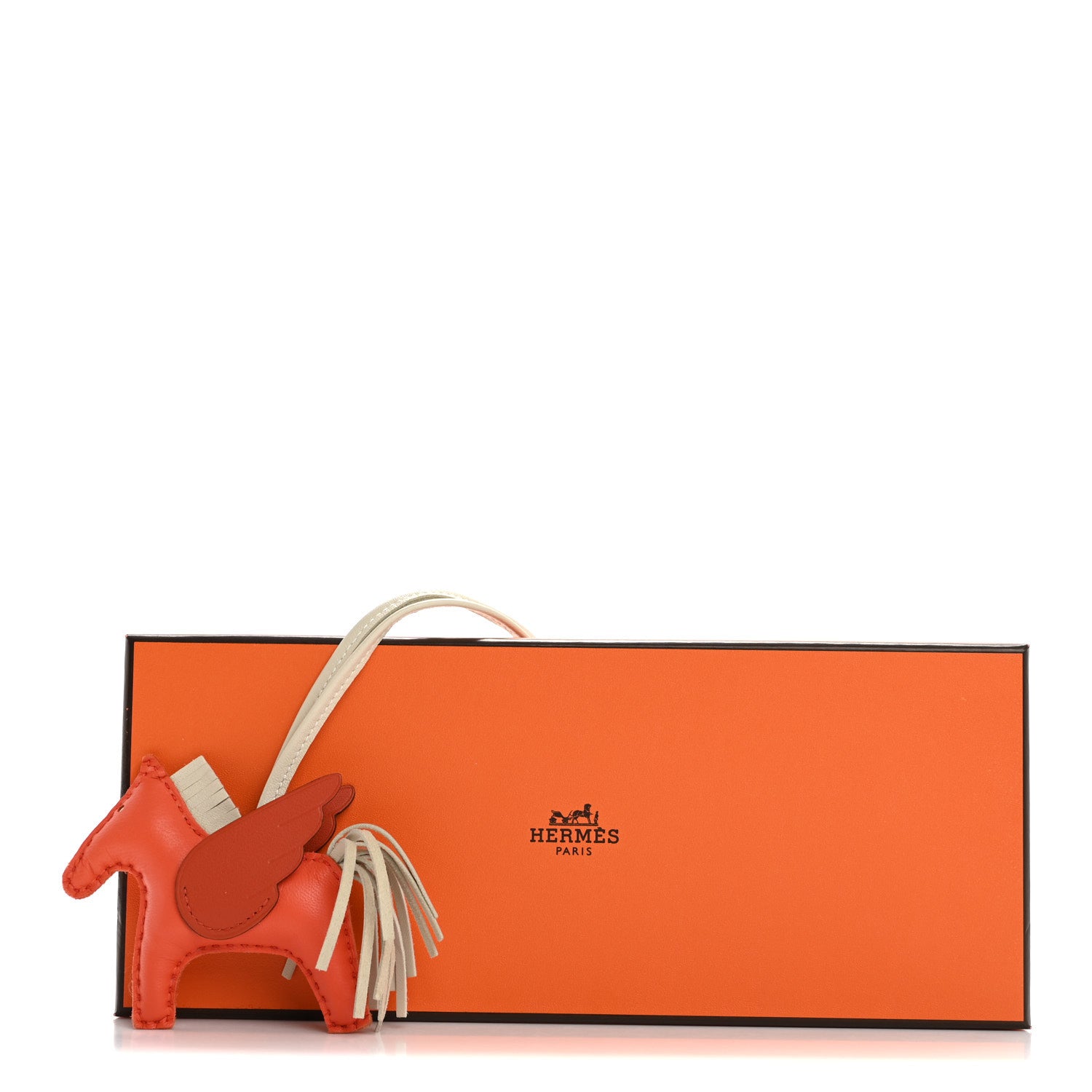 Hermes Milo Lambskin Grigri Rodeo Pegase Horse Bag Charm PM Orange Poppy Craie Terre Battue 8 of 8