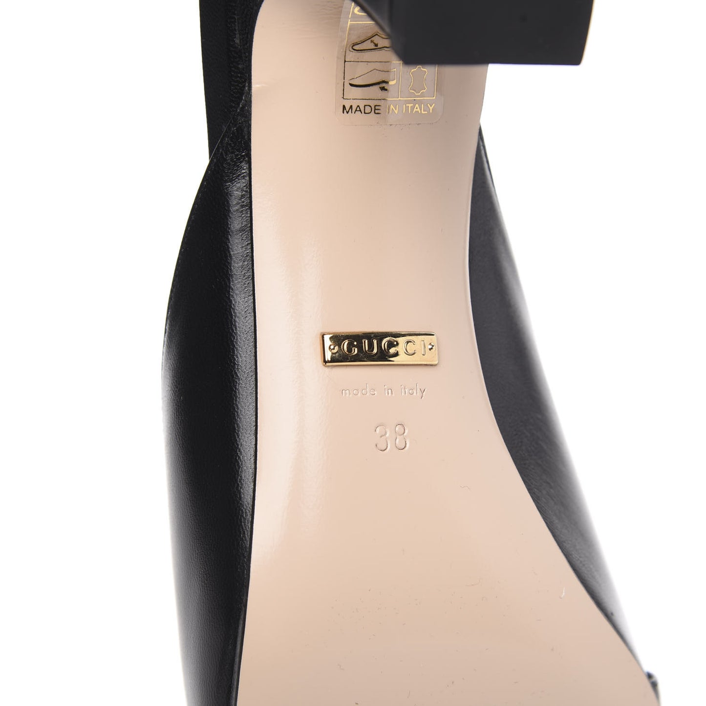 Calfskin Half Moon Mid Heel Slides 38 Black