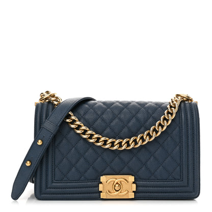 Chanel Caviar Quilted Medium Boy Flap Blue 1 of 12