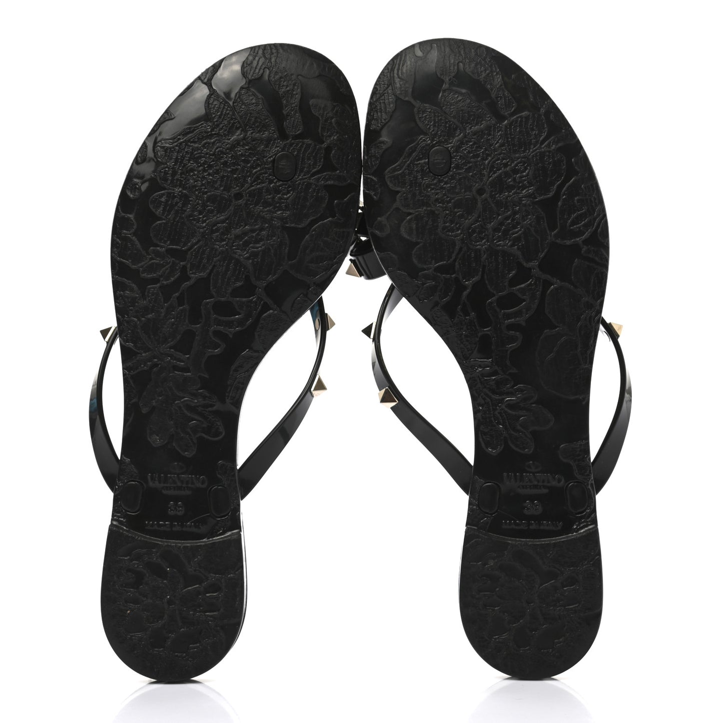 PVC Jelly Rockstud Bow Thong Sandals 39 Black