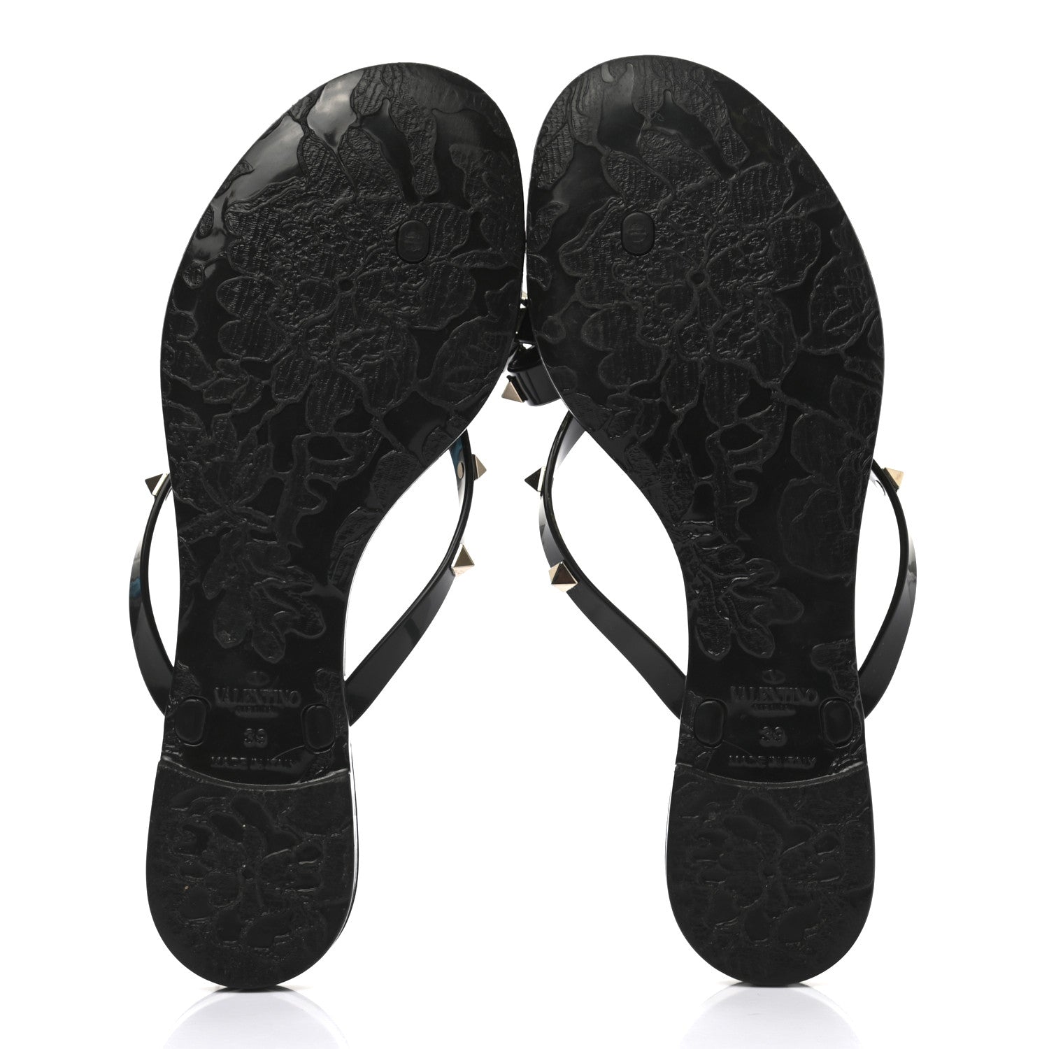 Valentino Garavani PVC Jelly Rockstud Bow Thong Sandals 39 Black 5 of 7