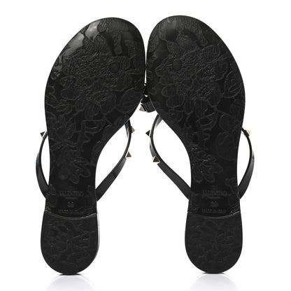 Valentino Garavani PVC Jelly Rockstud Bow Thong Sandals 39 Black 5 of 7