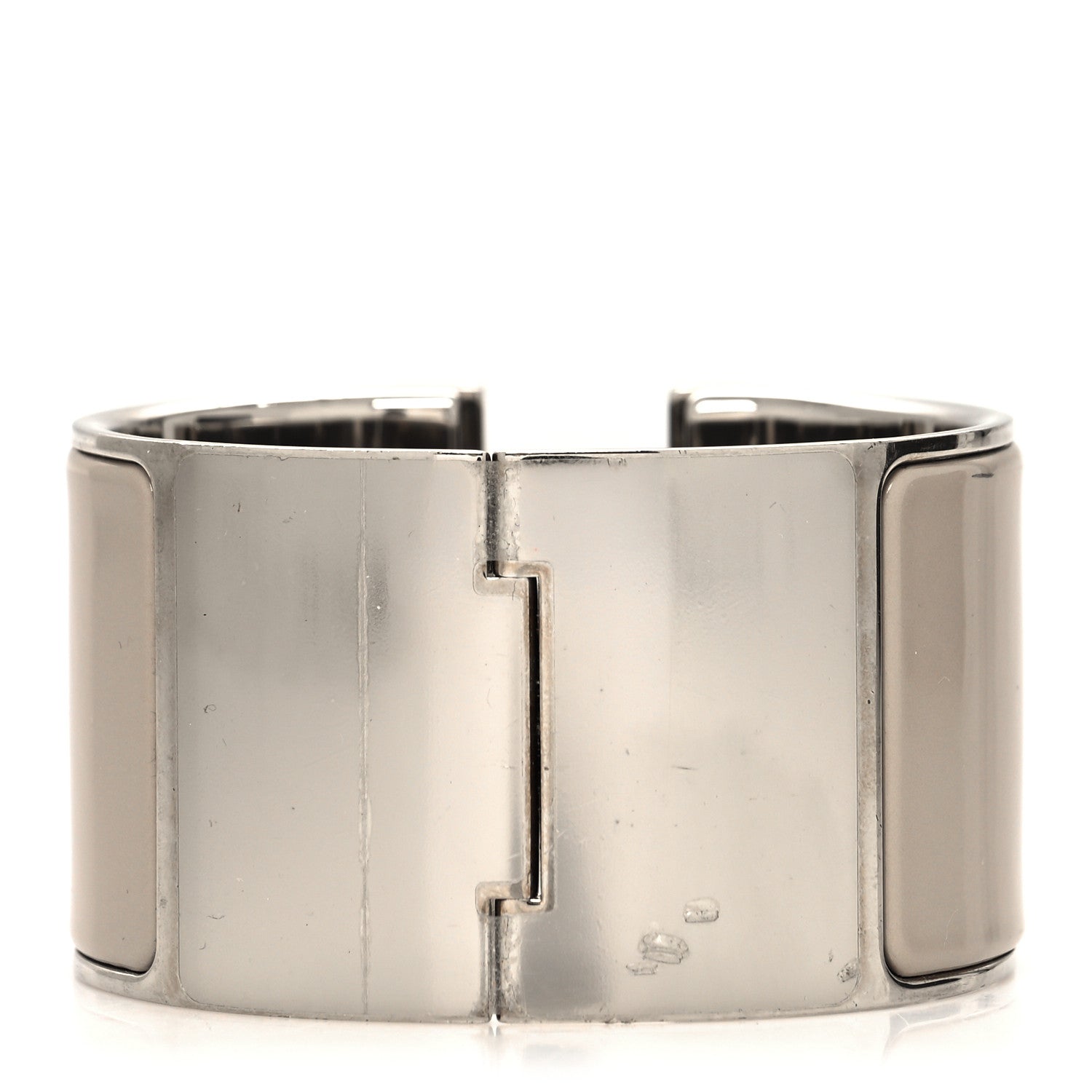 Hermes Enamel Extra Wide Clic Clac H Bracelet PM Taupe White 3 of 5