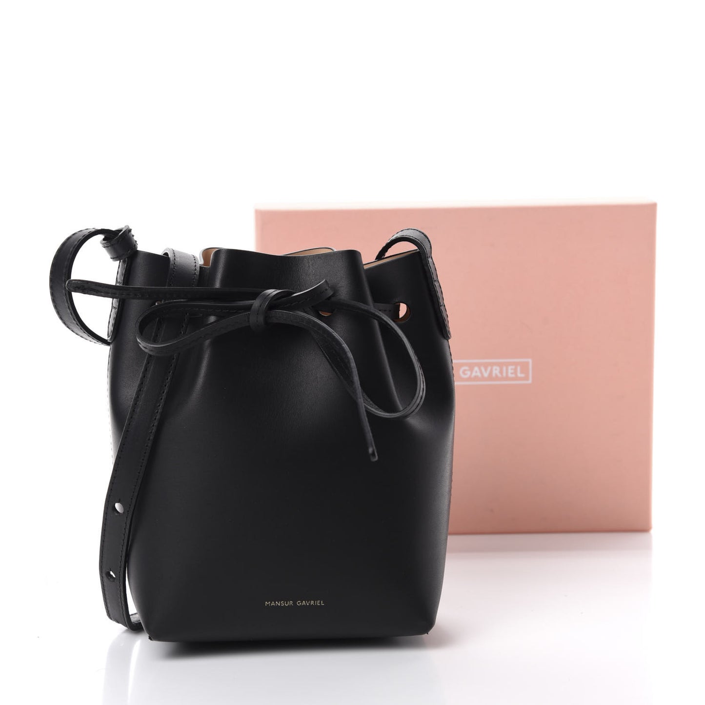 Vegetable Tanned Calfskin Mini Mini Bucket Bag Black Ballerina