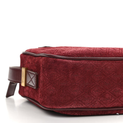 Saint Laurent Suede Monogram All Over Camera Bag Burgundy 9 of 10