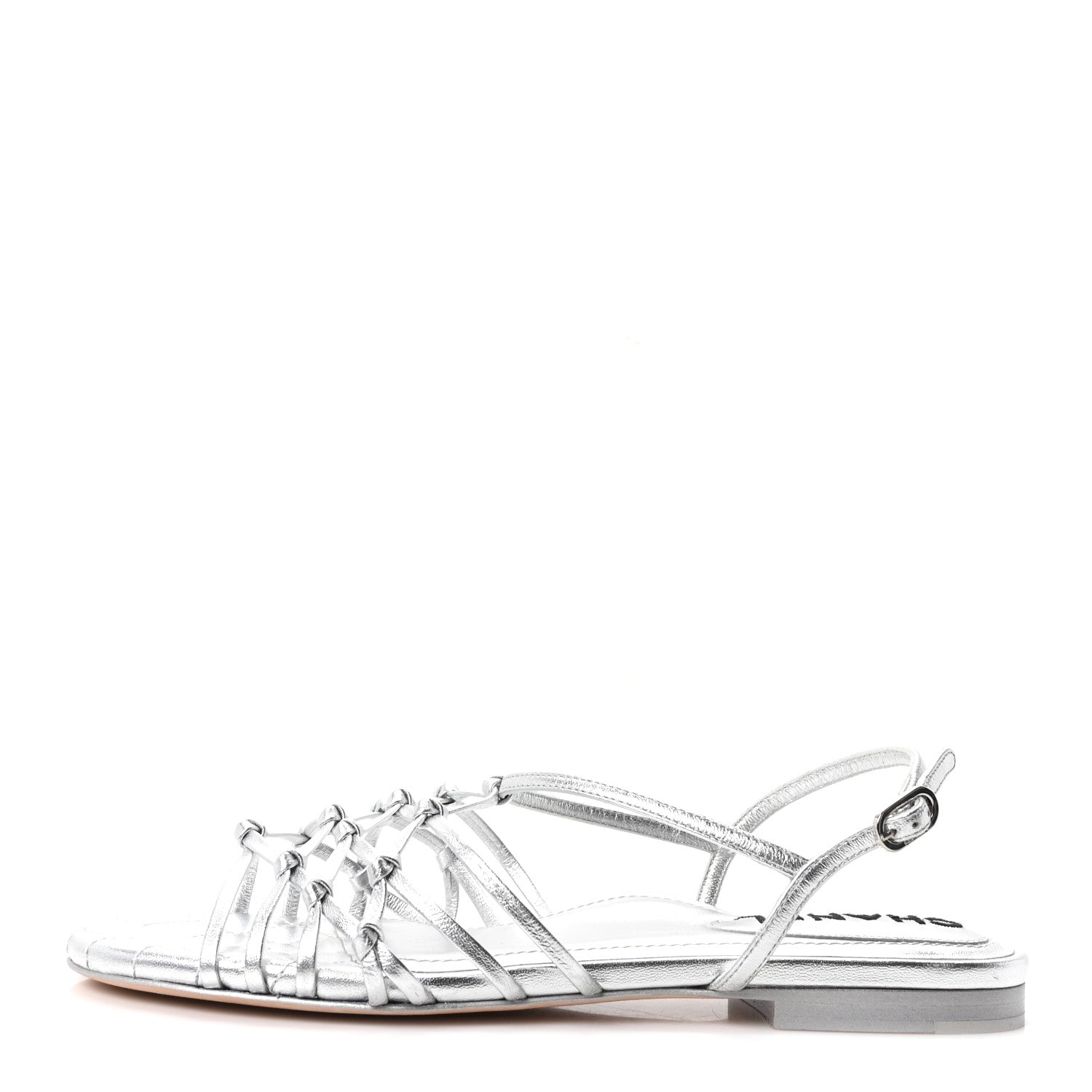 Chanel Laminated Lambskin CC Sandals 36.5 Silver 1 of 9