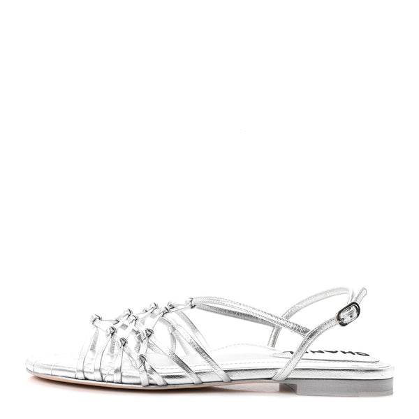 CHANEL ミュール 45002 シルバー 35 Chanel Laminated Lambskin CC Sandals 36.5 Silver 1878475