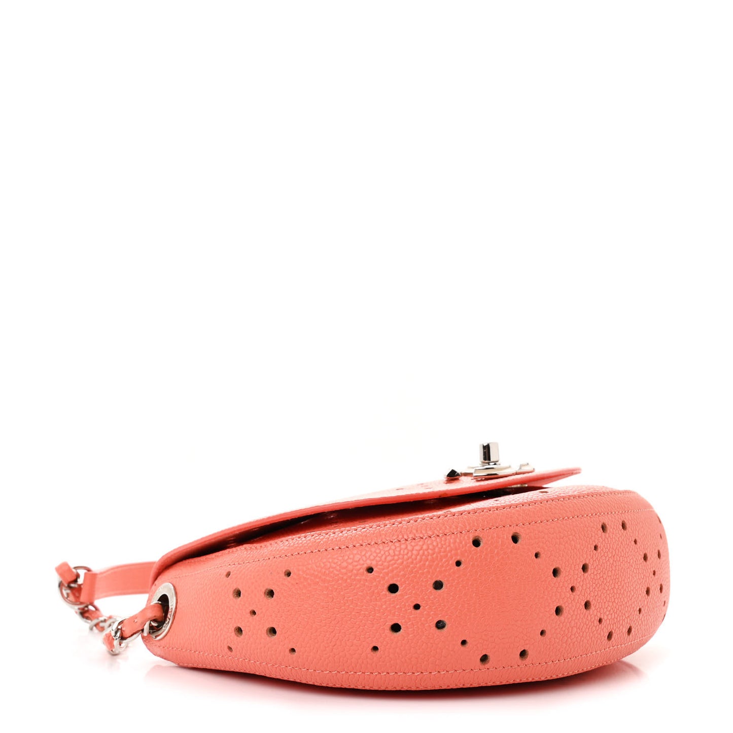 Caviar Perforated Messenger Bag Coral