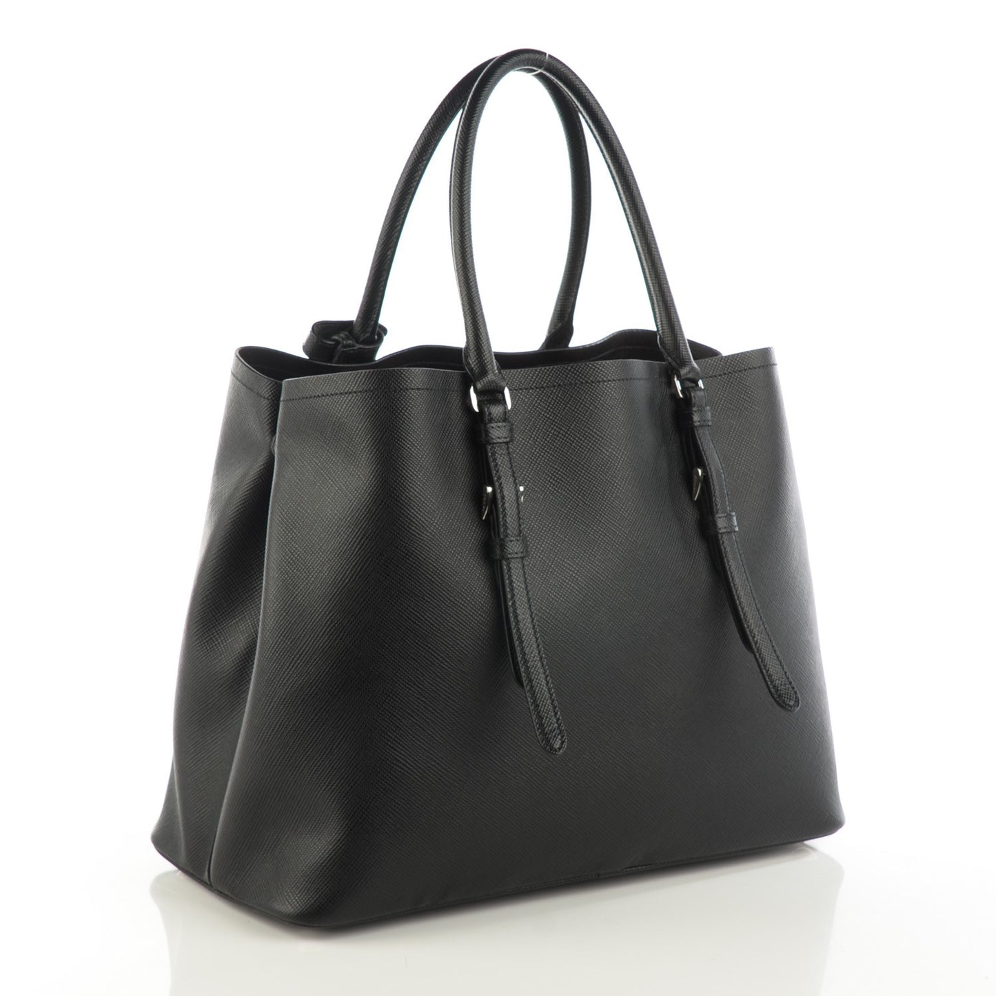 Saffiano Cuir Double Handle Tote Black