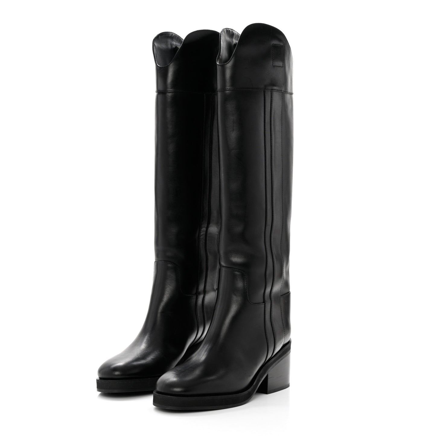 Calfskin Tonya 70 Knee High Boots 38 Black
