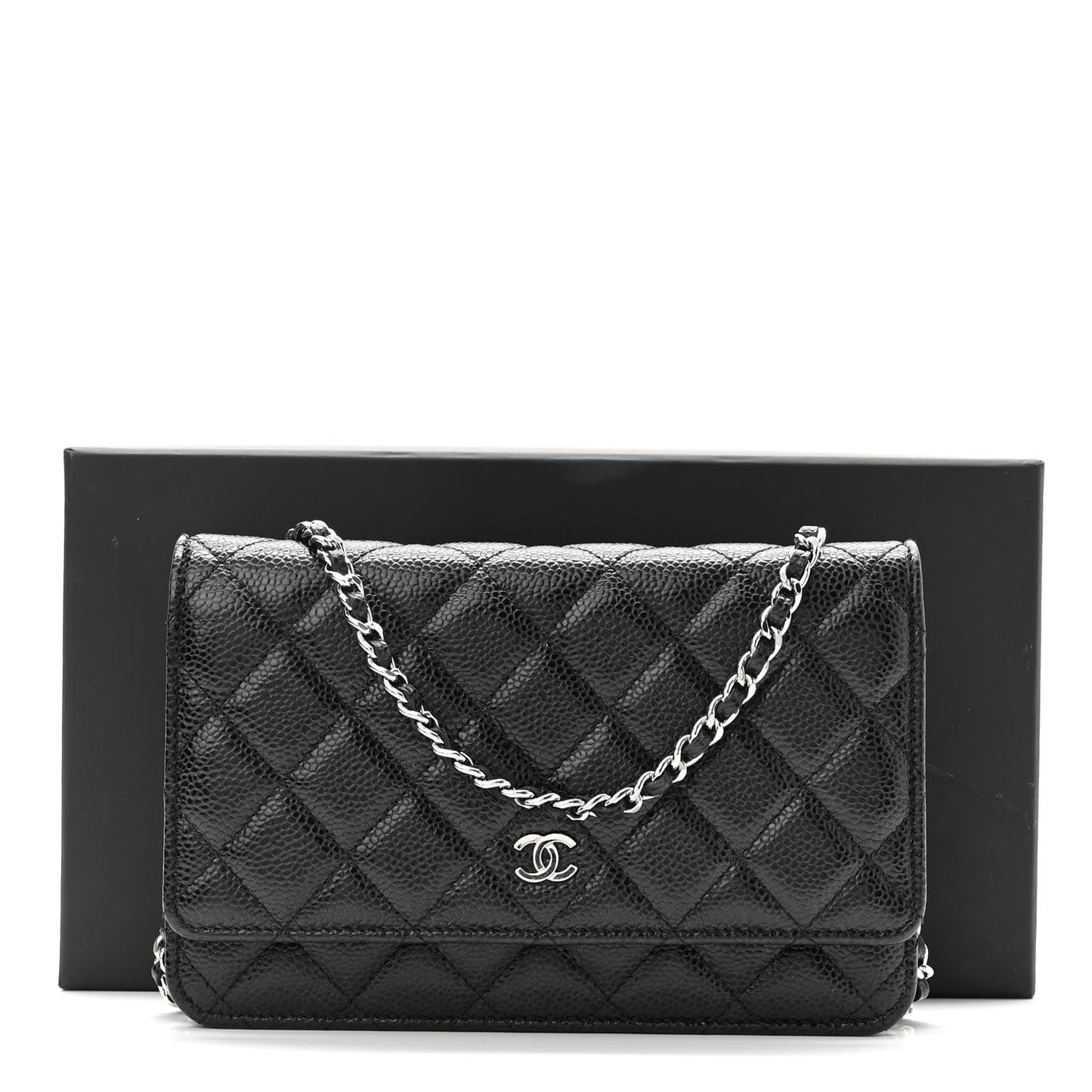 Caviar Quilted Wallet On Chain WOC Black