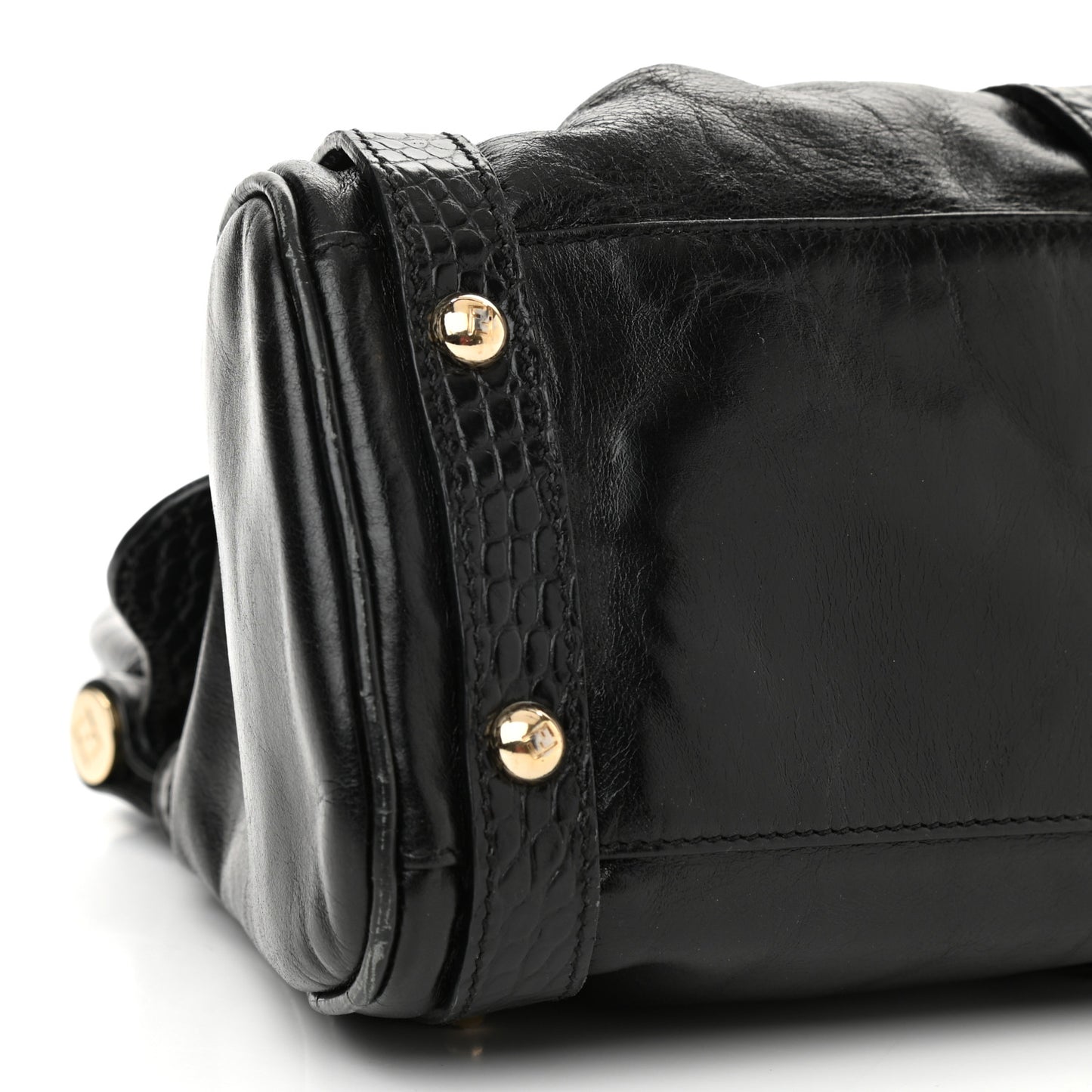 Lambskin Crocodile Embossed Small Magic Bag Black
