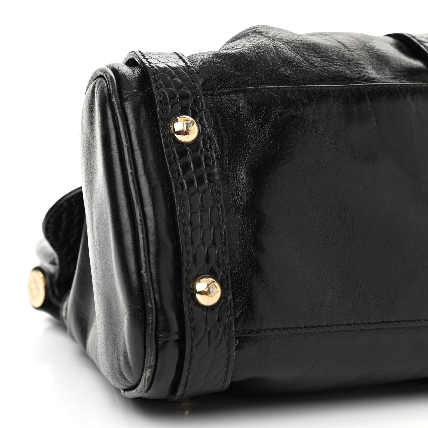 Fendi Lambskin Crocodile Embossed Small Magic Bag Black 8 of 10