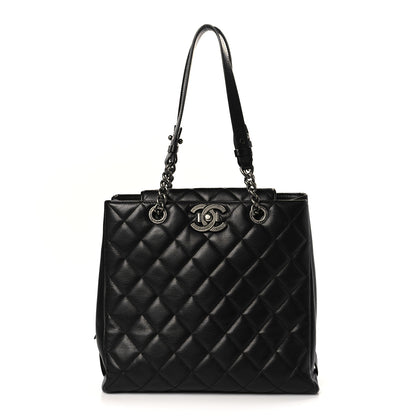 Chanel Metallic Goatskin Quilted Small City Rock Shopping Tote Black 1 of 9