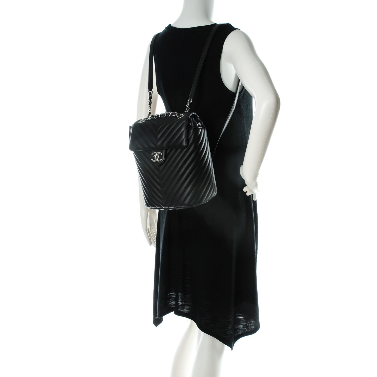 Chanel Calfskin Chevron Quilted Small Urban Spirit Backpack Black 2 of 8
