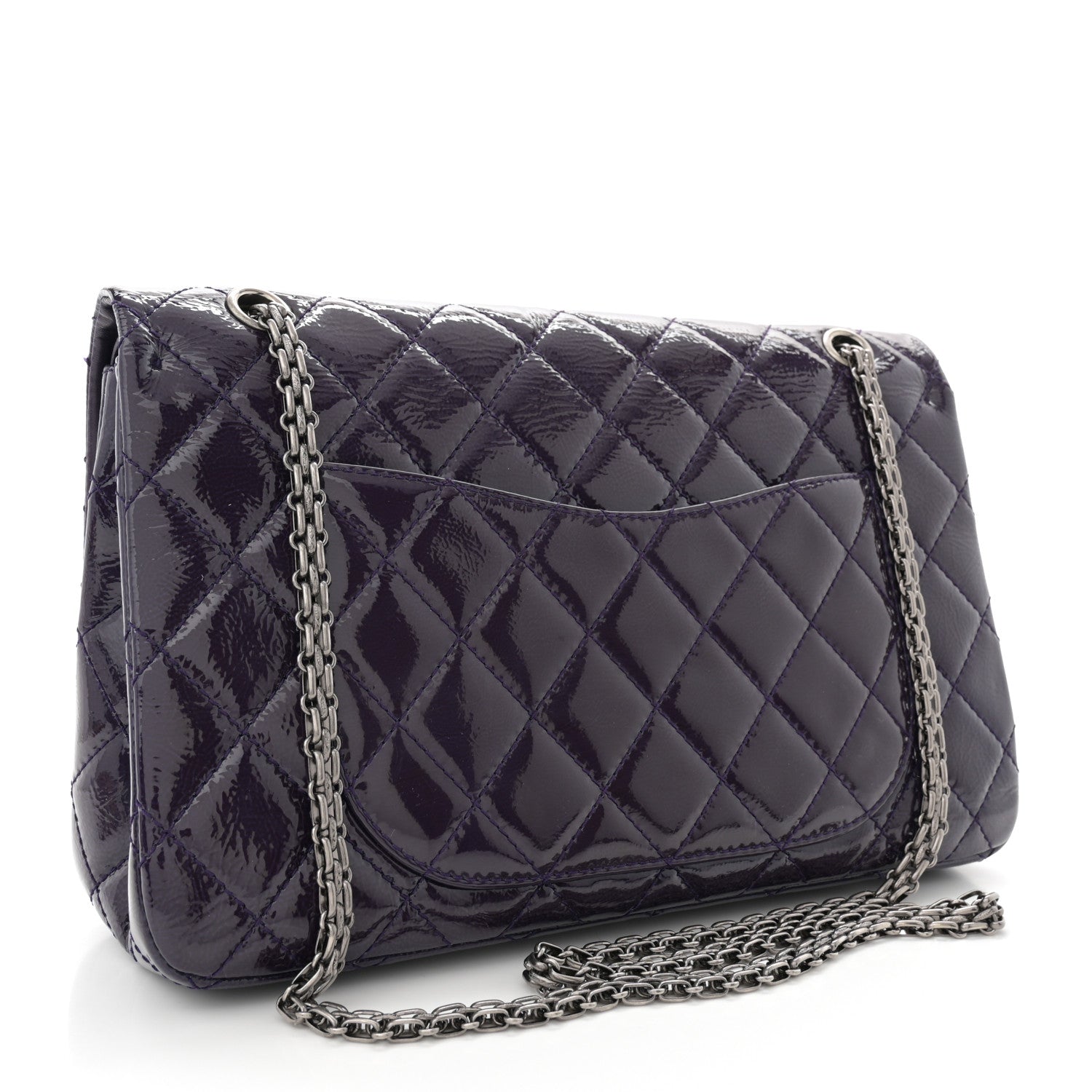 Chanel Distressed Patent 2.55 Reissue Flap 227 Prune 3 of 12