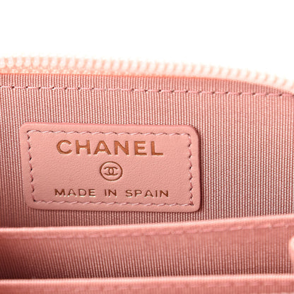 Chanel Caviar Quilted Boy Zip Around Coin Purse Wallet Light Pink 6 of 7