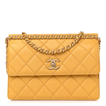 Chanel Caviar Quilted Chain Frame Flap Yellow 1 of 10