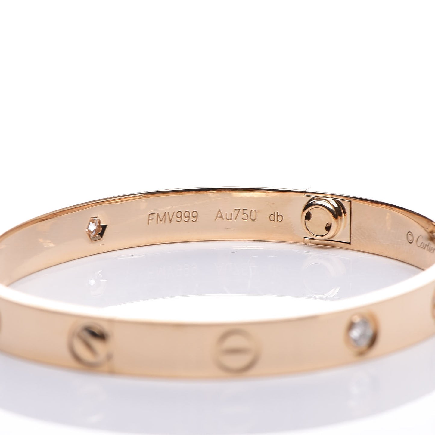 18K Yellow Gold 4 Diamond LOVE Bracelet 16