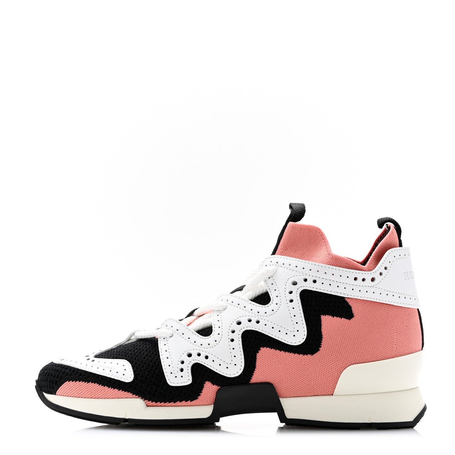 Hermes Knit Calfskin High Rise Action Sneakers 37.5 Rose Bubinga Multicolor 1 of 7