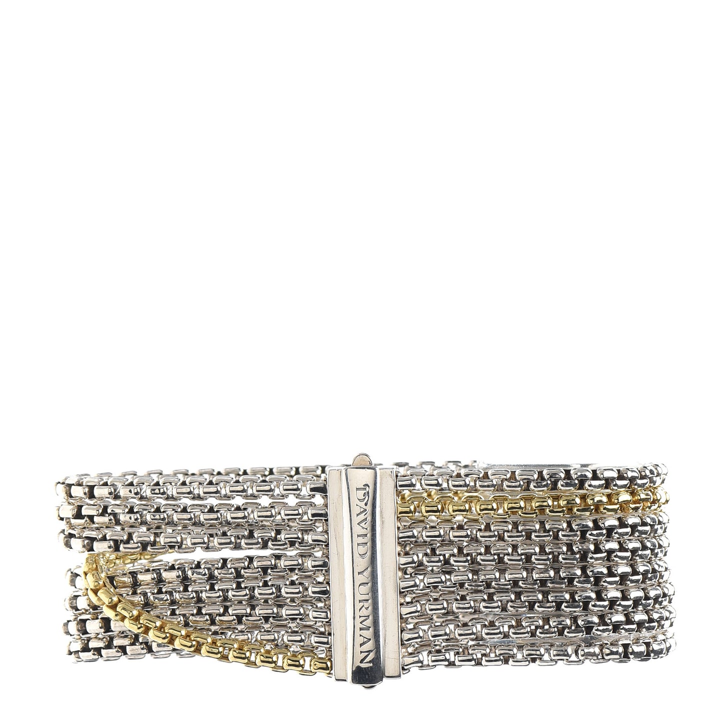 Sterling Silver 18K Yellow Gold Eight-Row Box Chain Bracelet
