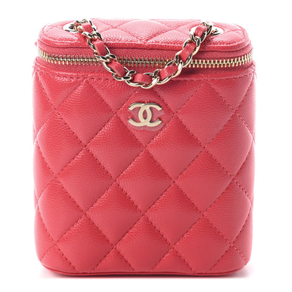 Chanel Caviar Quilted Small Vertical Coco Beauty Vanity Case With Chain Red 1 of 9