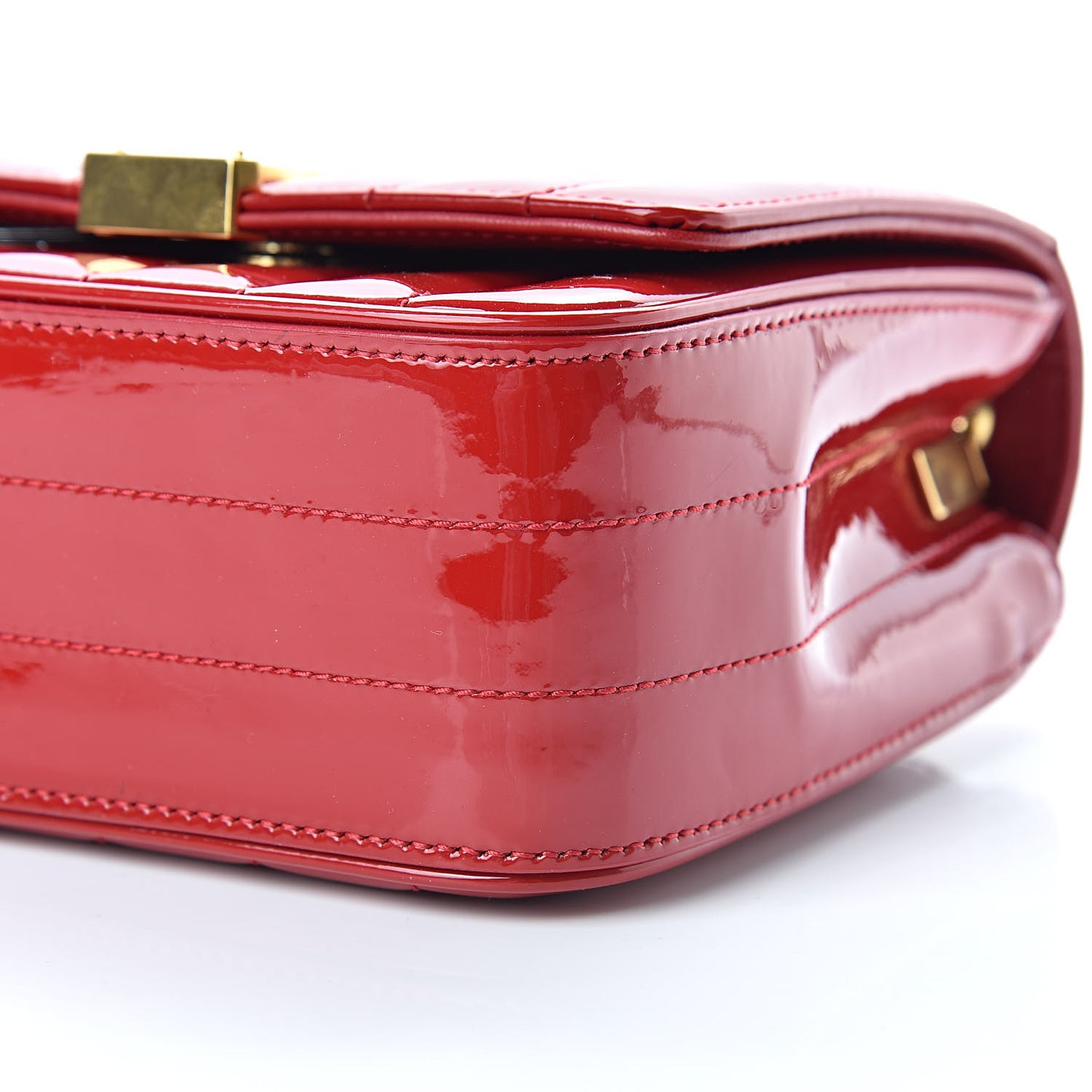 Patent Matelasse Monogram Small Vicky Chain Bag Red