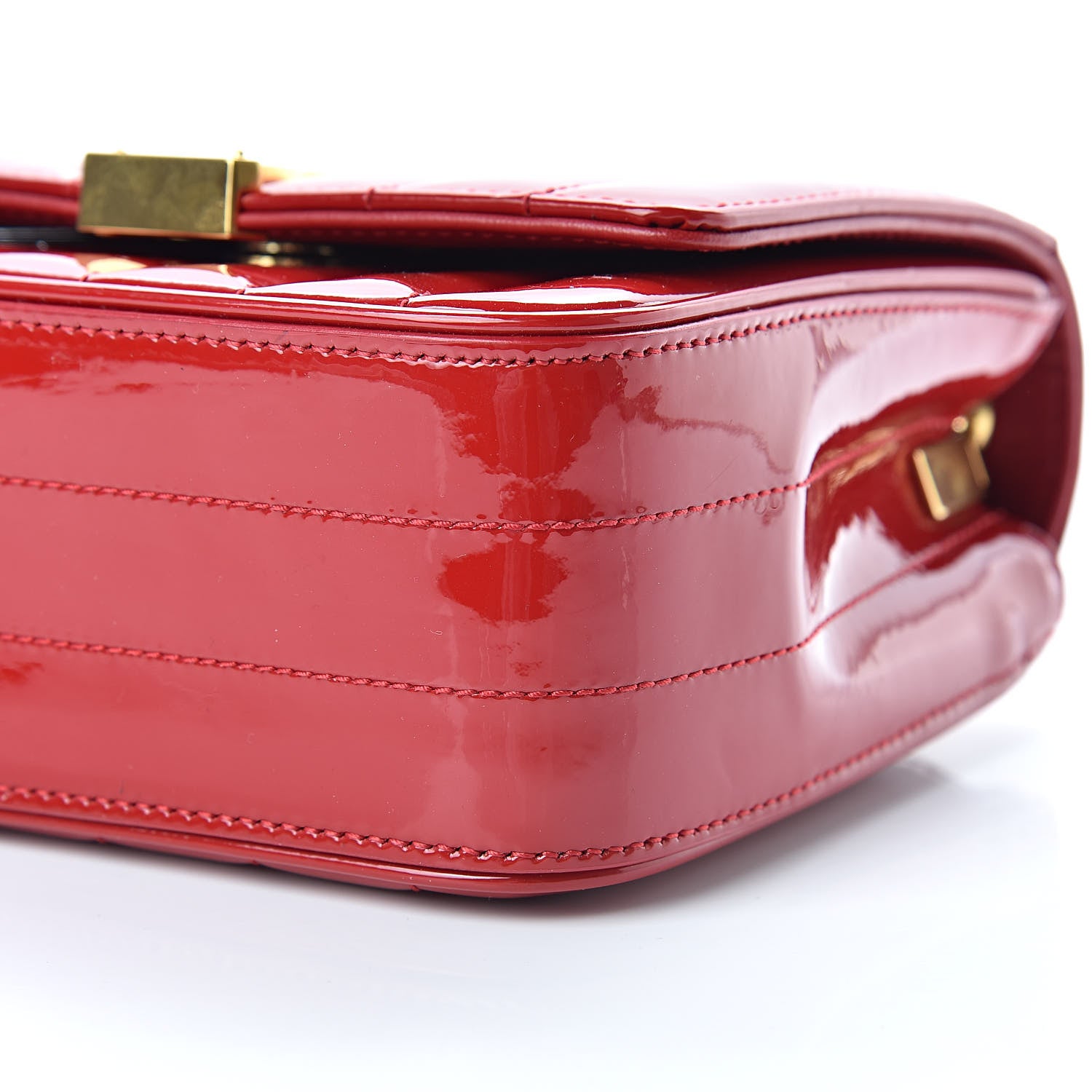 Saint Laurent Patent Matelasse Monogram Small Vicky Chain Bag Red 11 of 11