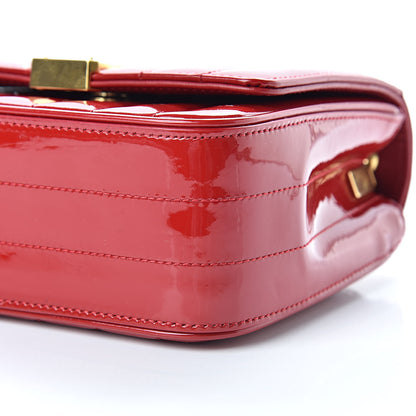Saint Laurent Patent Matelasse Monogram Small Vicky Chain Bag Red 11 of 11