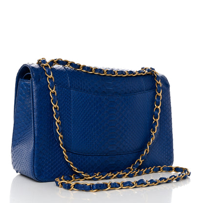 Chanel Snakeskin Jumbo Double Flap Bright Blue 3 of 11