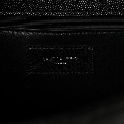 Saint Laurent Grain De Poudre Textured Mixed Matelasse Triquilt Medium Monogram Satchel Black 5 of 8