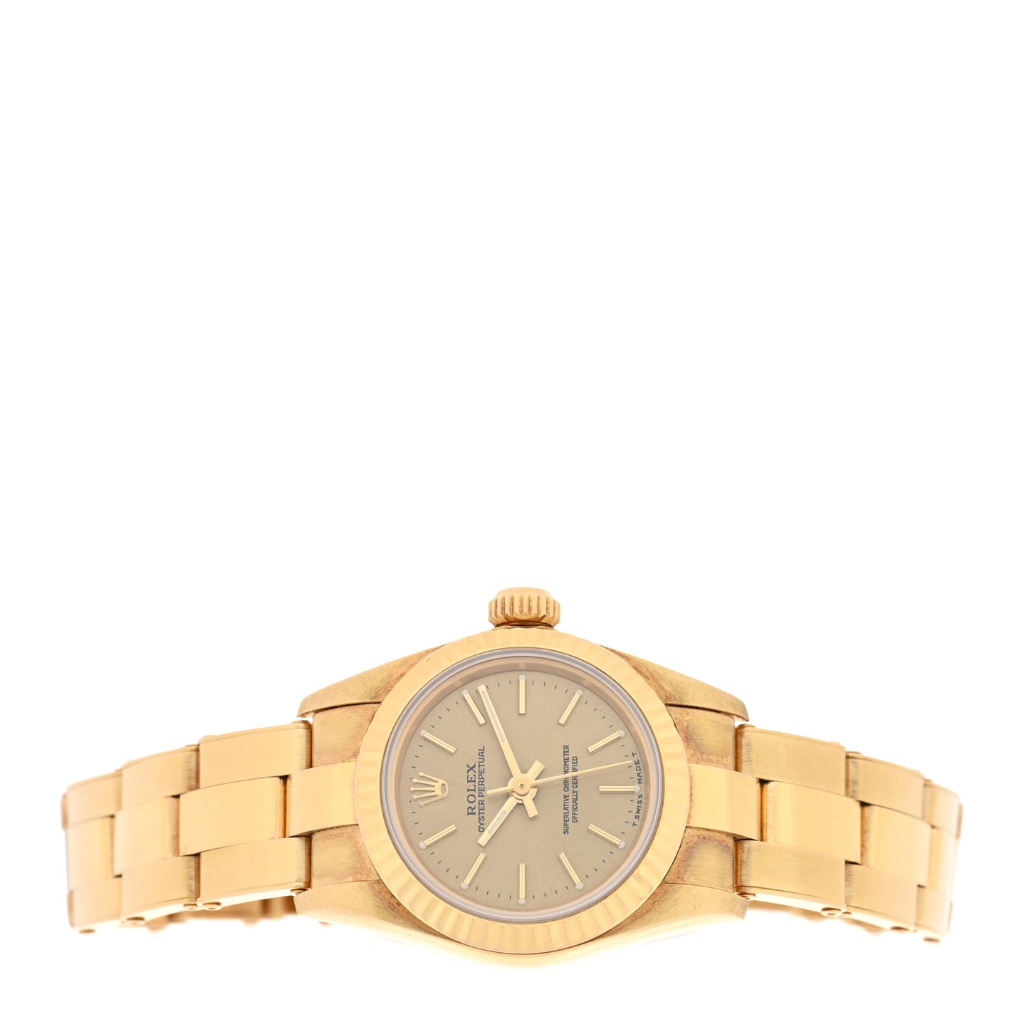 18K Yellow Gold 26mm Oyster Perpetual Rivet Watch Champagne 67198