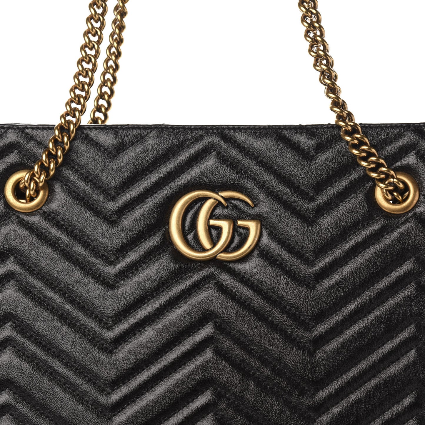 Azalea Calfskin Matelasse Large GG Marmont Slim Tote Black