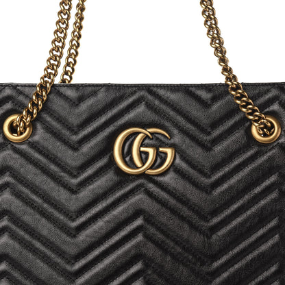 Gucci Azalea Calfskin Matelasse Large GG Marmont Slim Tote Black 11 of 11