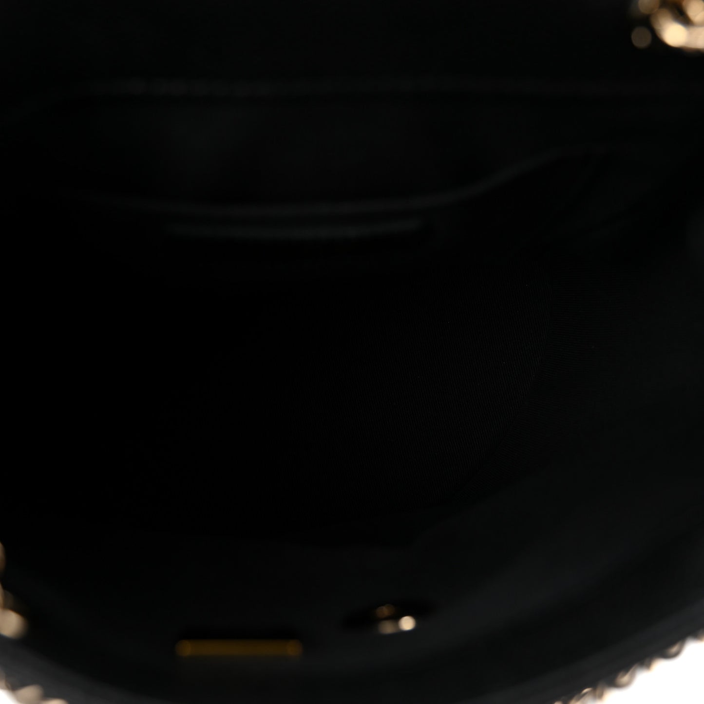 Shiny Caviar Quilted Medium Duma Pockets Drawstring Backpack Black