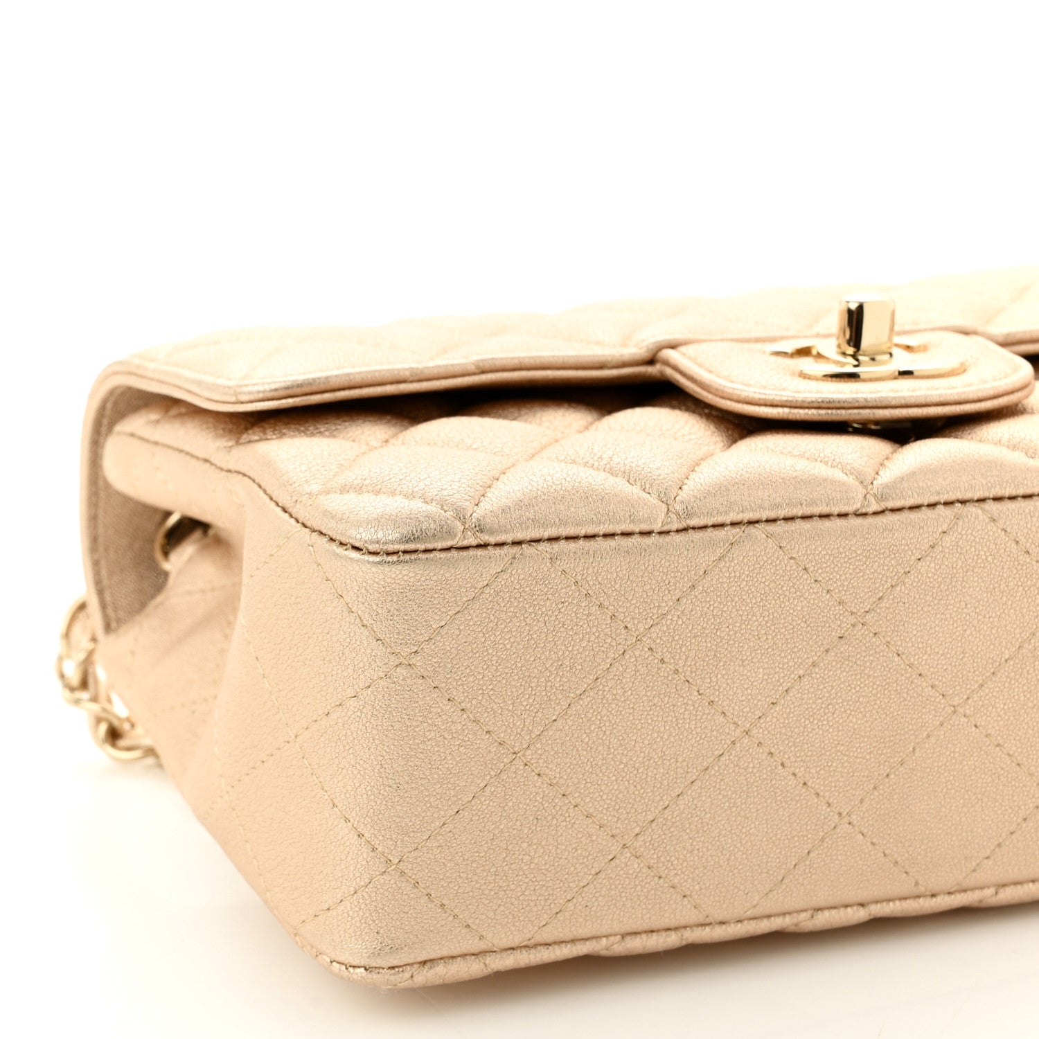Chanel Metallic Lambskin Quilted Mini Rectangular Flap Gold 9 of 10