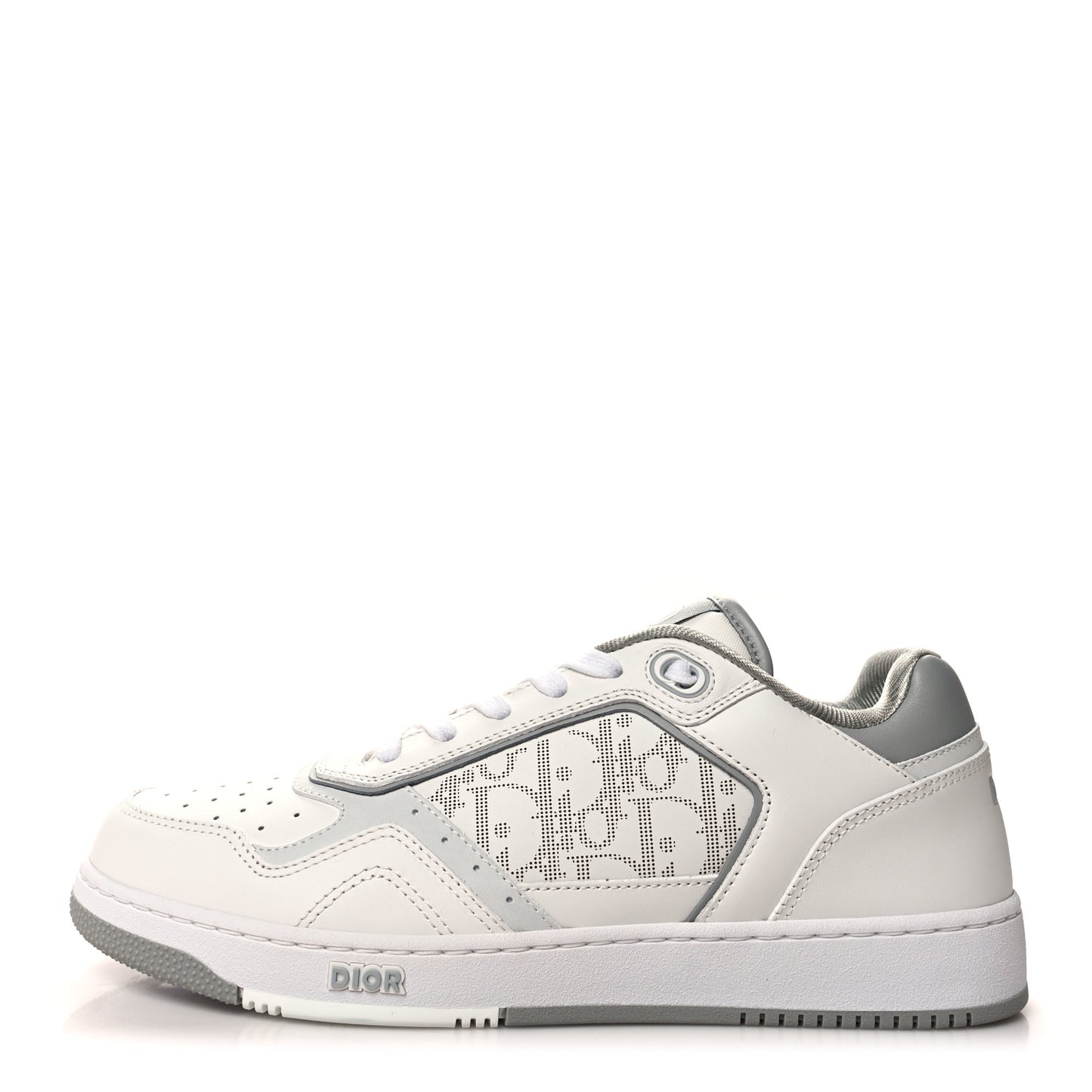 Smooth Calfskin Oblique Galaxy Perforated Mens B27 Low Top Sneakers 42 White Grey