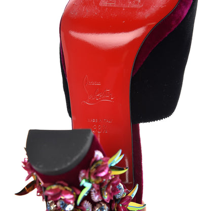 Christian Louboutin Velvet Donaflor 100 Platform Slide Sandals 36.5 Figue 6 of 9