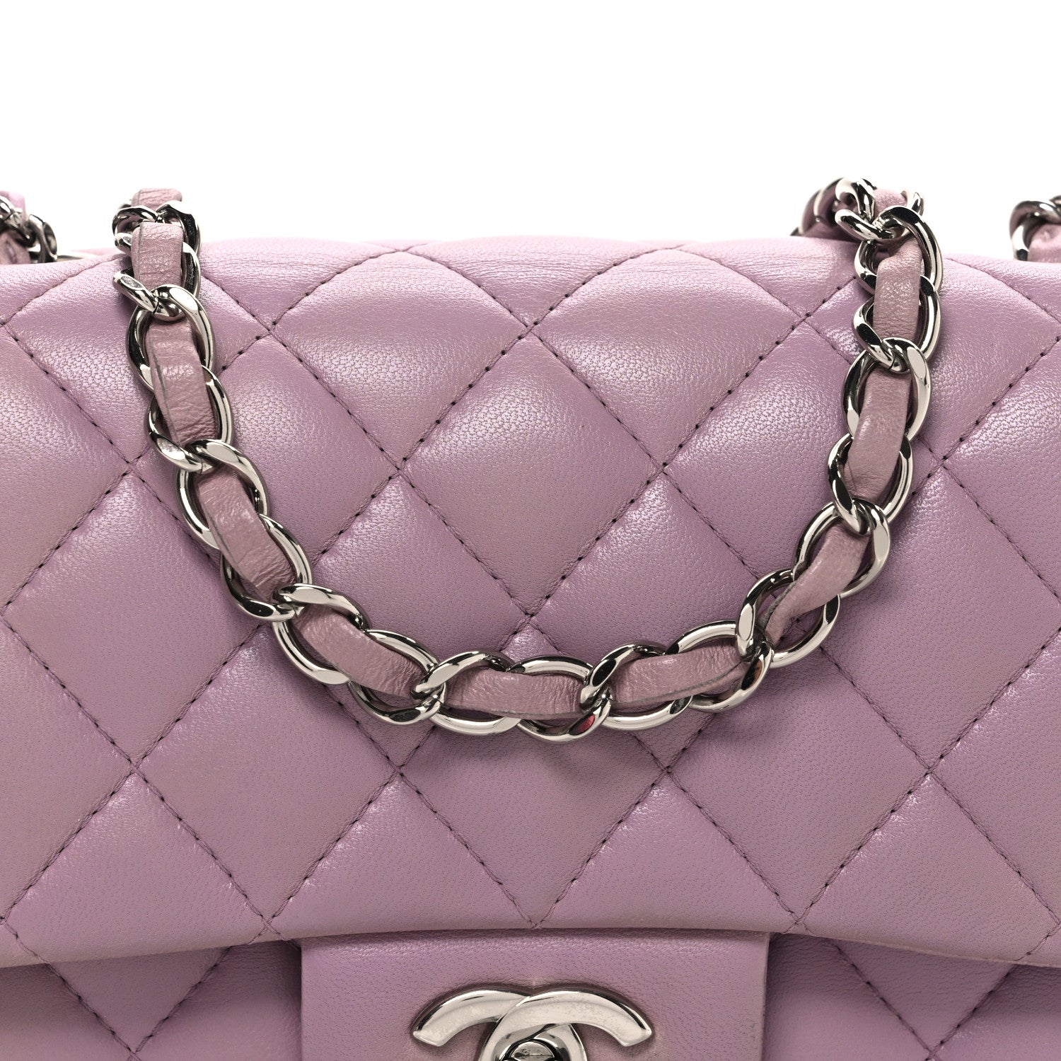 Chanel Lambskin Quilted Mini Square Flap Purple 8 of 10