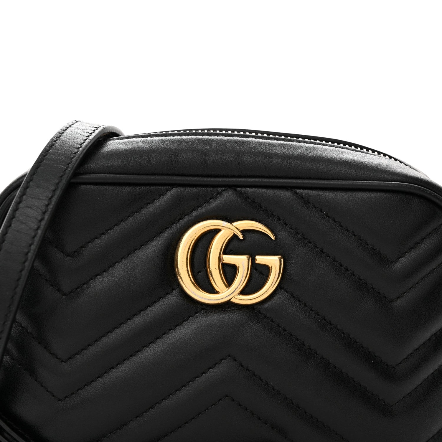Gucci Calfskin Matelasse Mini GG Marmont Chain Shoulder Bag Black 8 of 14