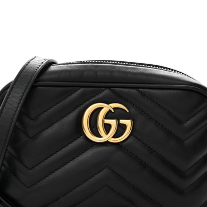 Gucci Calfskin Matelasse Mini GG Marmont Chain Shoulder Bag Black 8 of 14