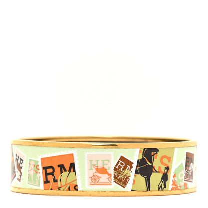 Hermes Enamel Printed Wide De Passage a Paris Bracelet 70 3 of 5
